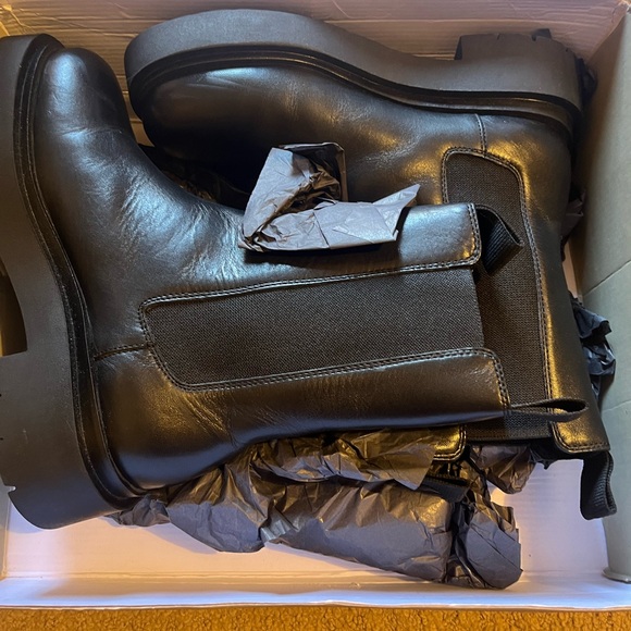 H&M Genuine Leather Black Combat Boots - Picture 3 of 6